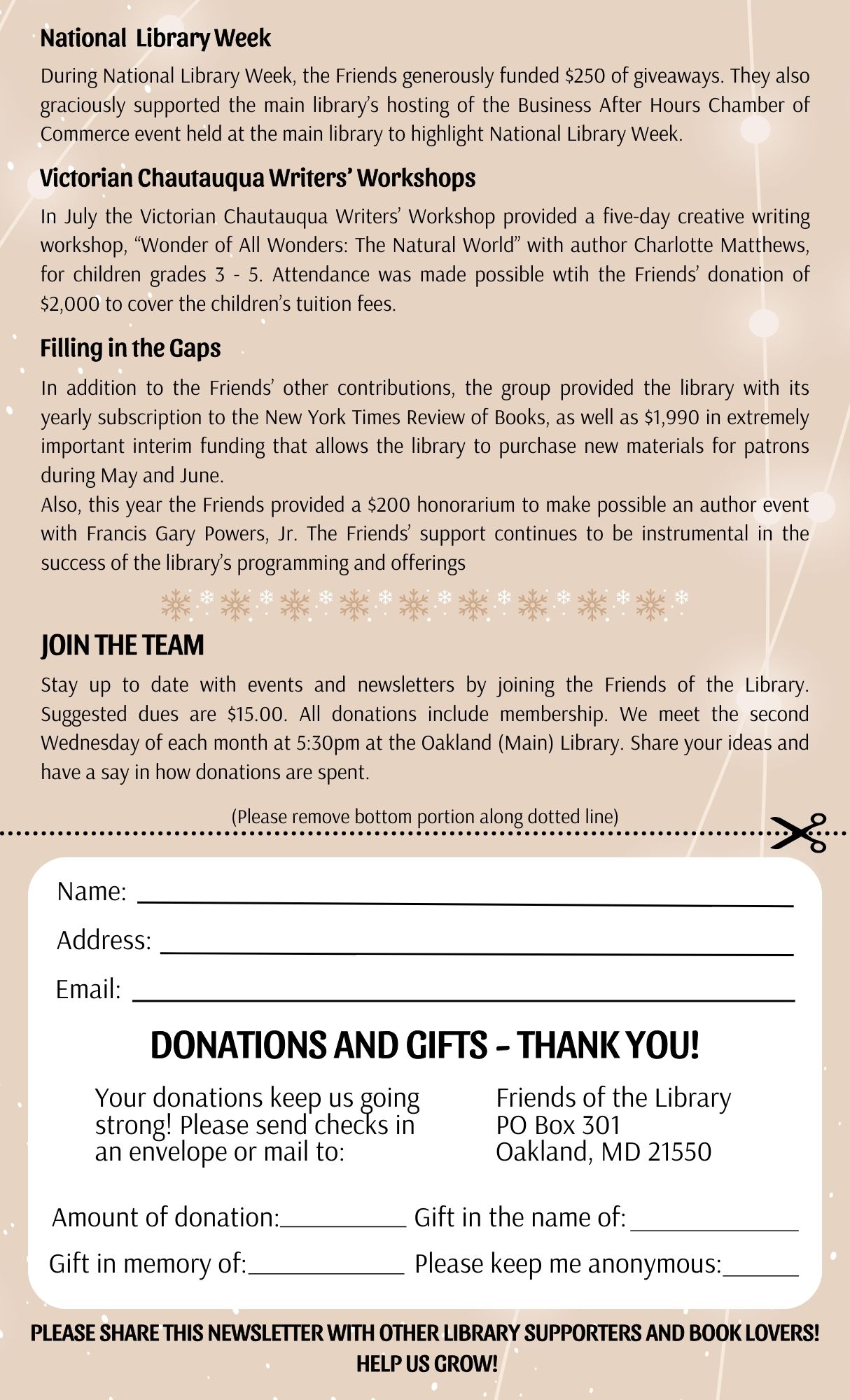Friends of the Library Newsletter back