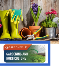 GOF logo with gardening tools (boots, gloves, scissors) and flowers