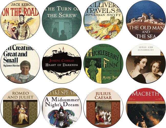 Button icons of Classic Book titles - Group 2
