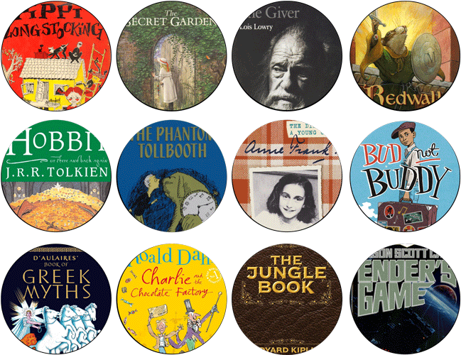 Button icons of Classic Book titles - Group 5