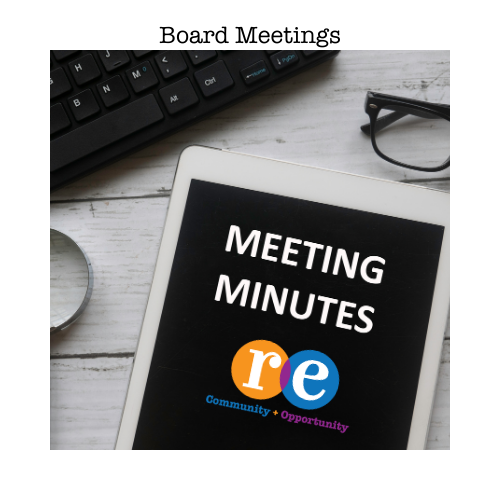 Board Meeting card - Meeting Minutes on iPad screen with RE logo on screen