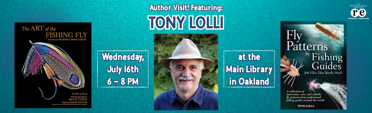 Tony Lolli author visit ad, book covers, photo of Lolli, REL logo