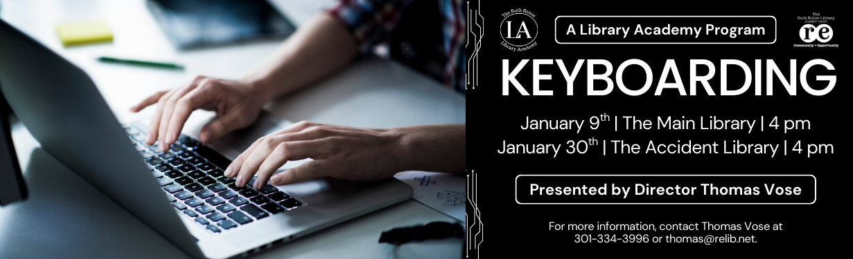 REL logo, hands typing on keyboard, advertisement for keyboarding program