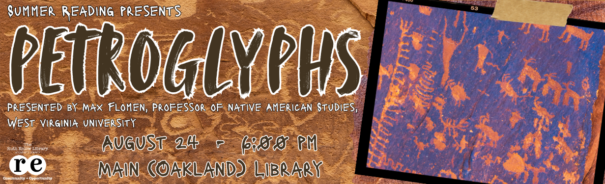 Petroglyphs program banner featuring photos of petroglyphs in the United States' Southwest region. It includes all logistical details also on this webpage. 