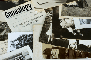 Genealogy text with old photographs