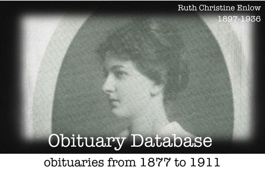 Obituary Database with photo of Ruth Enlow circ 1930s