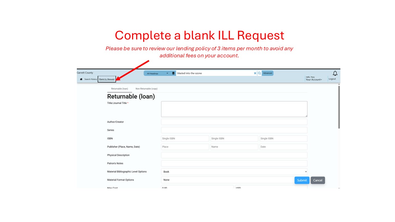BlankILL Request form screen capture