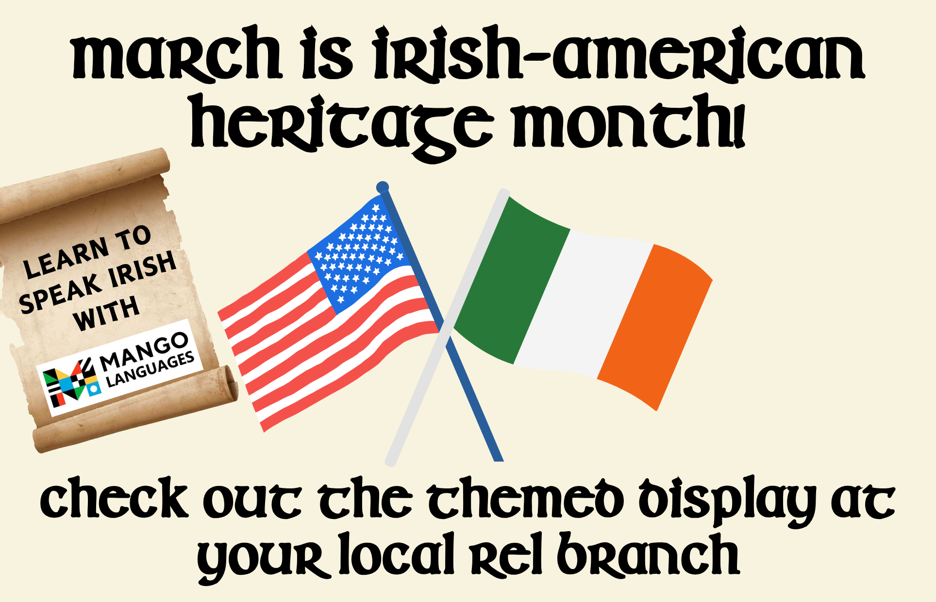 mango logo, american flag, irish flag