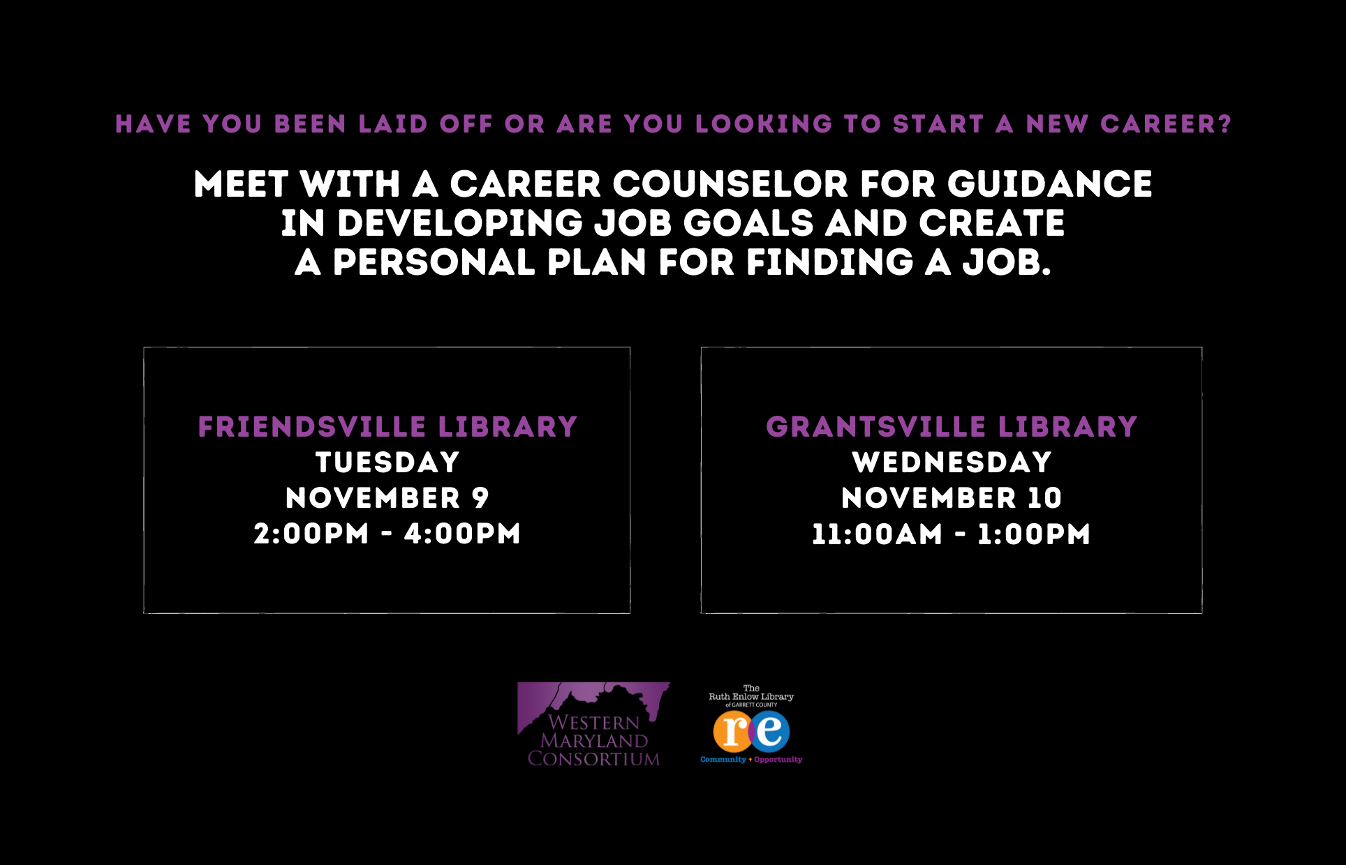 Meet with a Career Counselor Friendsville Grantsville Western Maryland Consortium