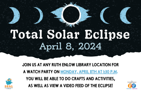 SEAL logo, REL logo, eclipse progression illustration