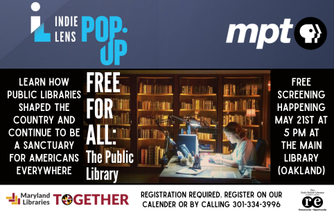 ad for Maryland Libraries Together Discussion: "Free For All: The Public Library" Screening