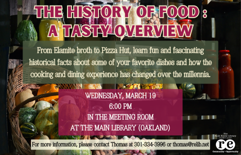 pantry, REL logo, ad for The History of Food program