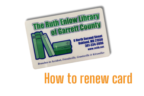 Renew card @ REL Picture of Ruth Enlow Library Card - How to renew card