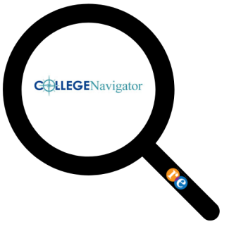 Magnifying glass with RE on handle and College Navigator logo