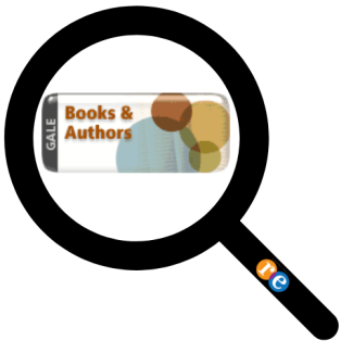 Magnifying glass with RE on handle and Gale Books & Author icon