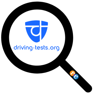 Magnifying glass with RE on handle and Driving-Tests.org