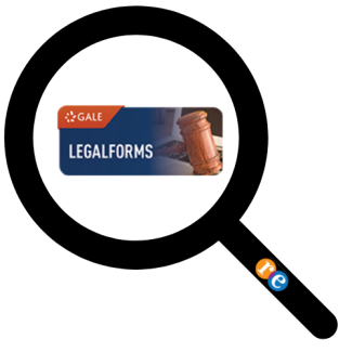 magnifying glass with RE on handle and Gale Legal Forms logo