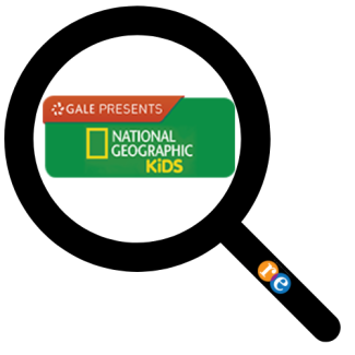 Magnifying glass with RE on handle and National Geographic KiDS logo