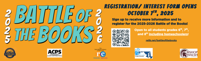 ACPL logo, ACPS logo, REL logo, GCPS logo, BW logo, battle of thebooks