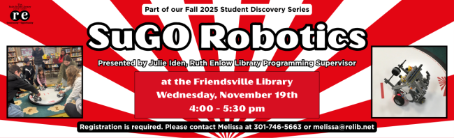 pics of SuGO robots, REL logo,